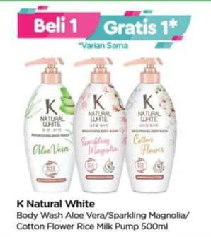 Promo Harga K Natural White Body Wash Aloe Vera, Sparkling Magnolia, Cotton Flower 500 ml - TIP TOP