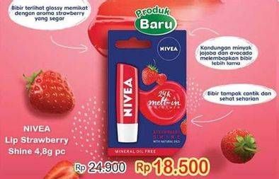 Promo Harga NIVEA Lip Balm Strawberry Shine 4 gr - Indomaret