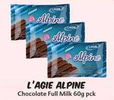 Promo Harga LAGIE Chocolate Alpine Full Milk per 2 pcs 60 gr - Indomaret