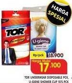 Promo Harga TOR Underwear Disposable Pck, U-Giene Shower Cup 10