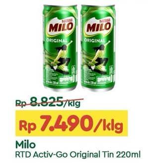 Promo Harga Milo Susu UHT Original 240 ml - TIP TOP