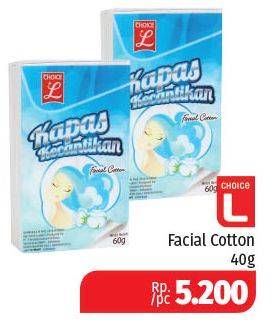 Promo Harga CHOICE L Facial Cotton 40 gr - Lotte Grosir