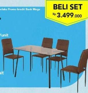 Promo Harga Clayton Dining Table + Clyde Dining Chair  - Carrefour
