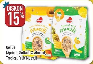 Promo Harga OATSY Oatmeal Apricot, Sultana Almond, Tropical Fruit Muesli  - Hypermart