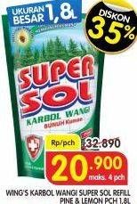 Promo Harga Supersol Karbol Wangi Lemon Mint, Pine 1800 ml - Superindo