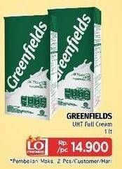 Promo Harga GREENFIELDS UHT Full Cream 1000 ml - LotteMart