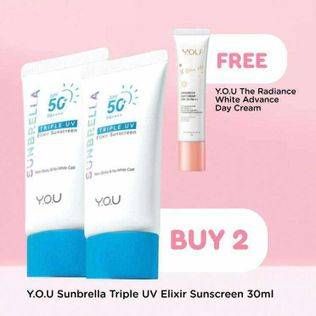 Promo Harga YOU Sunbrella Triple UV Elixir Sunscreen 30 ml - TIP TOP
