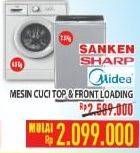 Promo Harga SANKEN / SHARP / MIDEA Mesin Cuci Top & Front Loading  - Hypermart