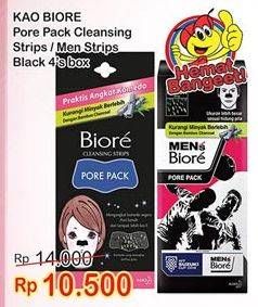 Promo Harga BIORE Pore Pack Cleaning Strips, Men Strips Black 4 pcs - Indomaret