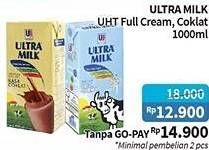 Promo Harga ULTRA MILK Susu UHT Full Cream, Chocolate 1000 ml - Alfamidi