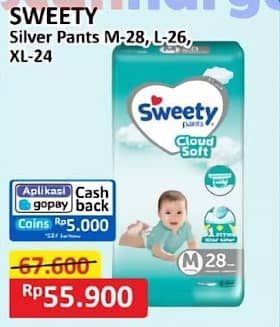 Promo Harga Sweety Silver Pants M28, L26, XL24 24 pcs - Alfamart