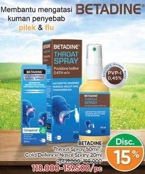 Promo Harga BETADINE Throat Spray 50ml/Cold Defence Nasal Spray 20ml  - Guardian