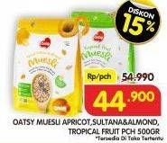 Promo Harga OATSY Muesli Apricot, Sultana Almond, Tropical Fruit 500 gr - Superindo