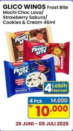 Promo Harga Glico Frostbite Mochi Choco Lava, Strawberry Sakura, Cookies Cream 46 ml - Indomaret