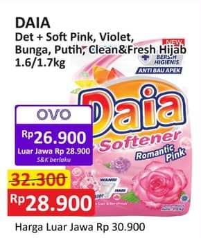 Promo Harga Daia Deterjen Bubuk + Softener Pink, Putih, + Softener Violet, Bunga, Clean Fresh Hijab 1700 gr - Alfamart