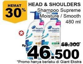 Promo Harga HEAD & SHOULDERS Supreme Shampoo Moisture, Smooth 480 ml - Giant