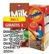 Promo Harga Diamond UHT Cokelat, Strawberry TP 200ml, Ovaltine Cokelat Tp 200ml  - Alfamart
