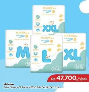 Promo Harga Makuku Comfort Fit Diapers Pants L26, M28, XL24, XXL22 22 pcs - TIP TOP