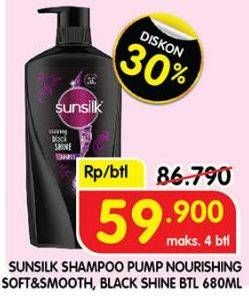 Promo Harga Sunsilk Shampoo Soft Smooth, Black Shine 680 ml - Superindo