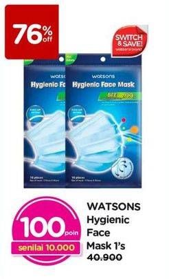 Promo Harga Watsons Hygienic Face Mask 10 pcs - Watsons