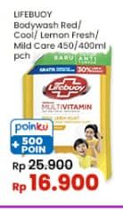 Promo Harga Lifebuoy Body Wash Total 10, Cool Fresh, Lemon Fresh, Mild Care 400 ml - Indomaret
