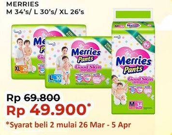 Promo Harga Merries Pants Good Skin M34, L30, XL26 26 pcs - Indomaret