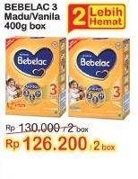 Promo Harga BEBELAC 3 Susu Pertumbuhan Madu, Vanila 400 gr - Indomaret