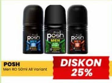 Promo Harga Posh Deo Roll On Men Active Pro, Men Active Sport, Men Active Cool 50 ml - Yogya