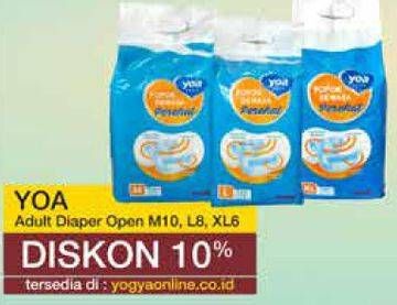 Promo Harga YOA Adult Diapers L8, M10, XL6 6 pcs - Yogya