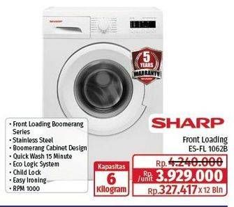 Promo Harga Sharp ES-FL1062B Front Loading Washer  - Lotte Grosir