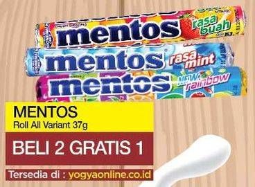 Promo Harga MENTOS Candy Roll, All Variants per 3 pcs 37 gr - Yogya