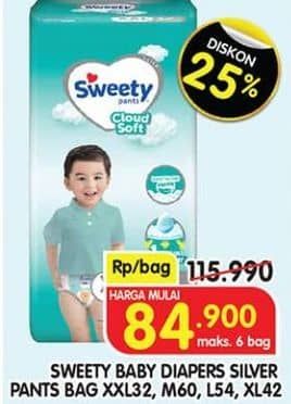 Promo Harga Sweety Silver Pants XXL32, M60, L54, XL42 32 pcs - Superindo