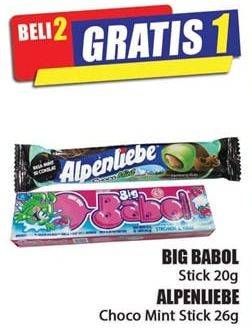 Promo Harga BIG BABOL Candy Gum 20gr/ALPENLIEBE Candy Choco Mint 26gr  - Hari Hari