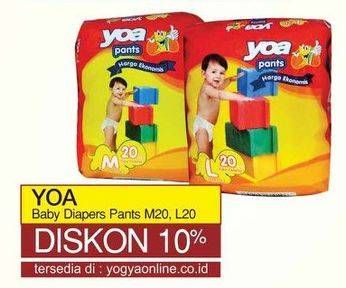 Promo Harga YOA Baby Diapers Pants M20, L20  - Yogya