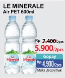 Promo Harga LE MINERALE Air Mineral 600 ml - Alfamart
