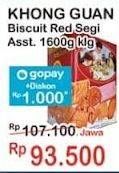 Promo Harga Khong Guan Assorted Biscuit Red Persegi 1600 gr - Indomaret