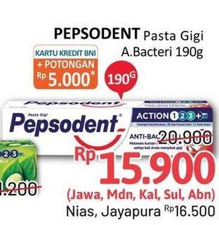 Promo Harga PEPSODENT Pasta Gigi Action 123 Anti Bacterial 190 gr - Alfamidi