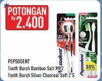 Promo Harga PEPSODENT Sikat Gigi Bamboo Salt/Sikat Gigi Silver Charcoal  - Hypermart