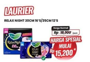 Promo Harga Laurier Relax Night 30cm, 35cm 12 pcs - Carrefour