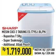 Promo Harga Sharp ES-T79SJ-BL/PK | Washing Machine Twin Tube 7.5kg  - Hypermart