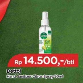 Promo Harga Dettol Hand Sanitizer Spray 2 in 1 50 ml - TIP TOP