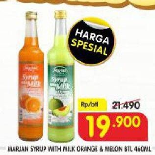 Promo Harga MARJAN Syrup with Milk Orange, Melon 460 ml - Superindo
