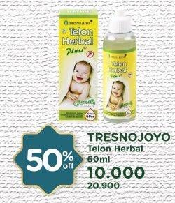 Promo Harga TRESNO JOYO Minyak Telon Herbal Plus 60 ml - Watsons