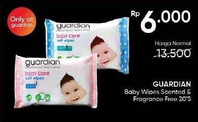 Promo Harga Guardian Baby Wipes Fragrance Free, Scented 20 pcs - Guardian