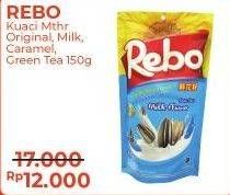 Promo Harga REBO Kuaci Bunga Matahari Original, Milk, Caramel, Green Tea 150 gr - Alfamart