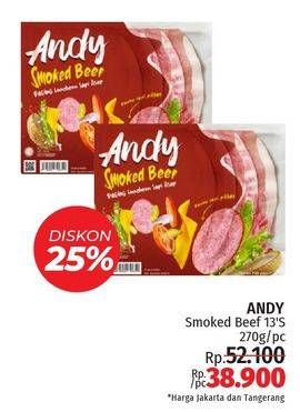 Promo Harga Andy Smoked Beef 270 gr - LotteMart