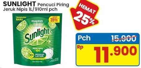 Promo Harga Sunlight Pencuci Piring Jeruk Nipis 100 910 ml - Indomaret