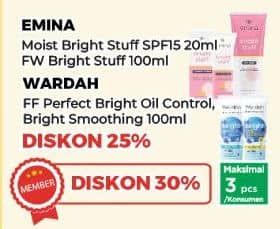 Promo Harga Wardah Perfect Bright Facial Wash/Emina Bright Stuff Facial Foam/Moisturizer  - Yogya