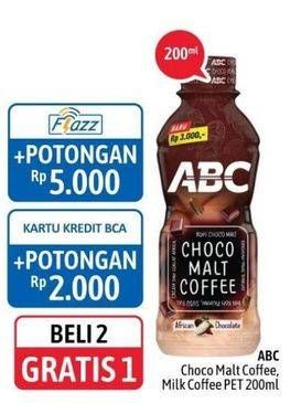 Promo Harga ABC Minuman Kopi Chocomalt Coffee, Milk Coffee 200 ml - Alfamidi