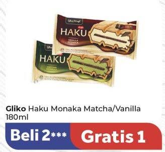 Promo Harga Glico Haku Matcha Monaka, Vanilla Monaka 180 ml - Carrefour